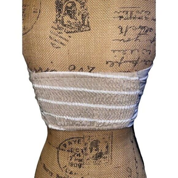 Polly 100% Cotton Tan & White Stripes Bandeau / Crop Top -Size 2 - Picture 6 of 16